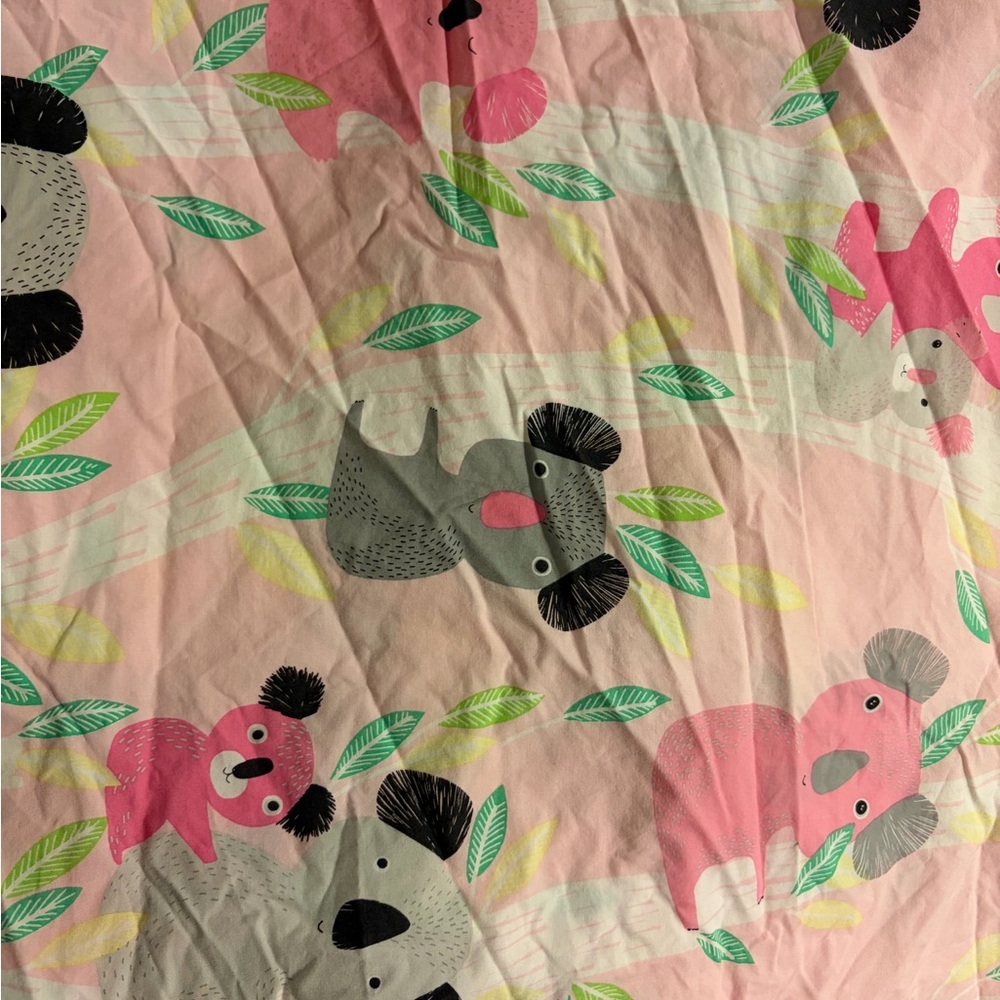 The Company Store Pink and Gray Koala Print Duvet Cover—plus 1x twin pillow case